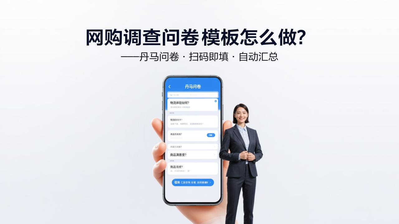网购调查问卷模板怎么做？「丹马问卷」电商购物调查问卷，扫码即填自动汇总